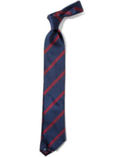 Navy and Red Silk Striped Tie Product Thumbnail 3