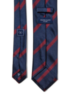 Navy and Red Silk Striped Tie Product Thumbnail 5