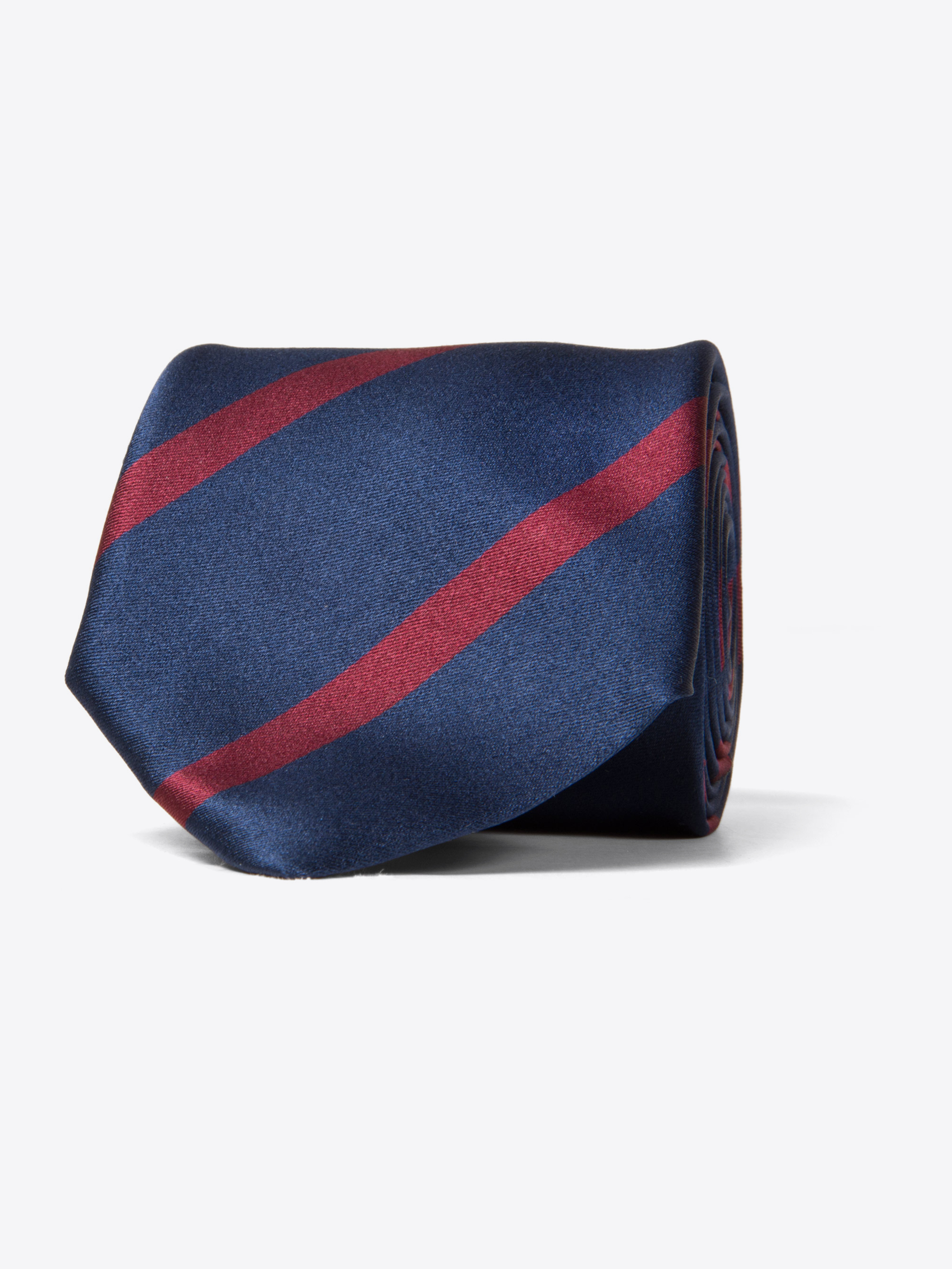 Zoom Image of Navy and Red Silk Striped Tie
