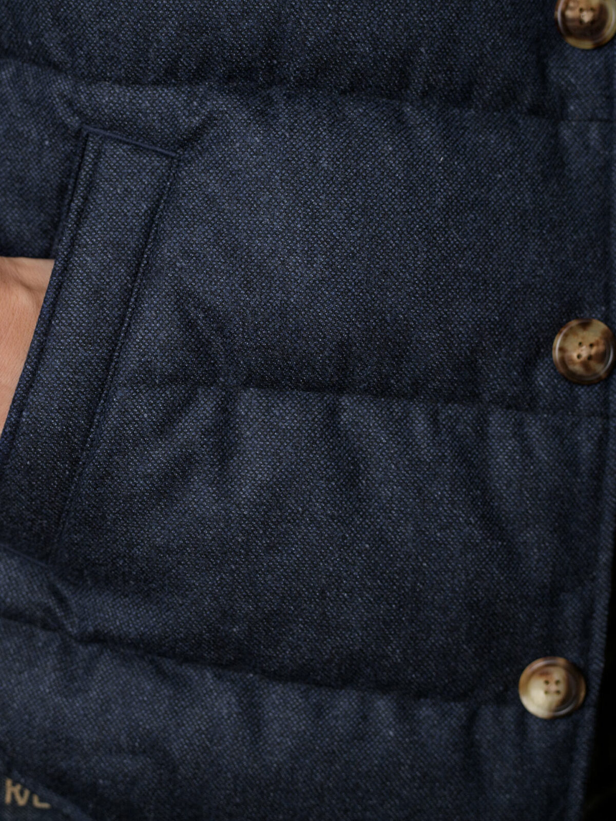 Cortina Navy Birdseye Wool Button Vest
