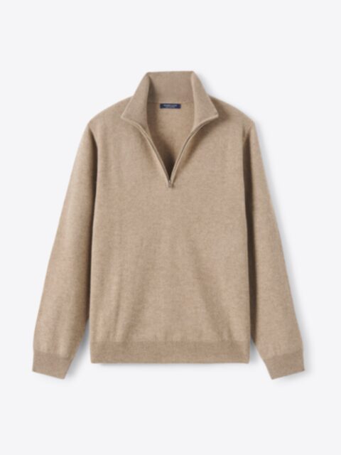 Suggested Item: Taupe Scottish Cashmere Half-Zip Sweater