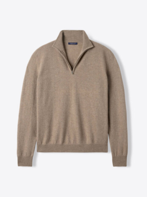 Suggested Item: Taupe Cashmere Half-Zip Sweater