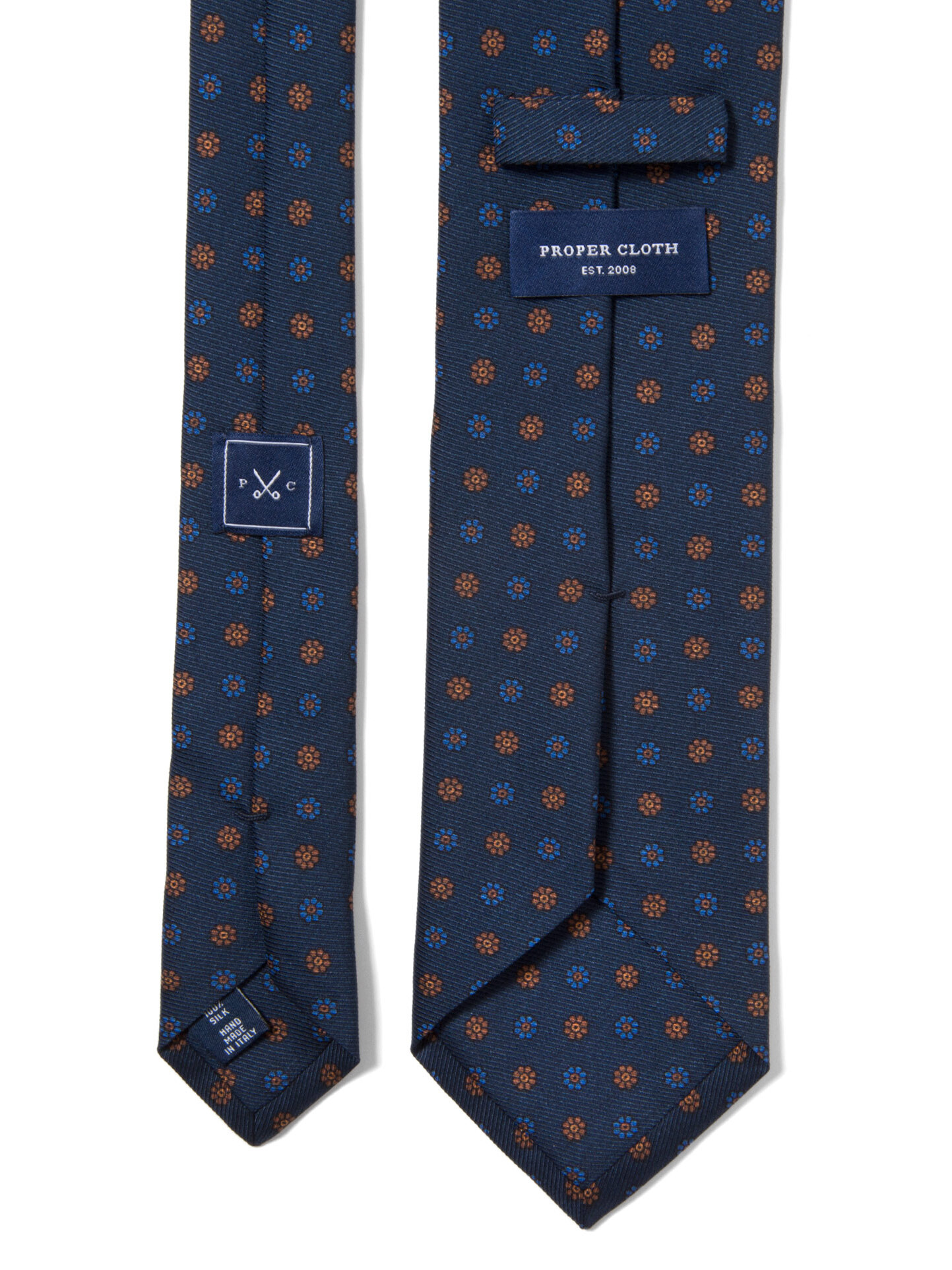 Vicenza Navy Print Tie by Proper Cloth