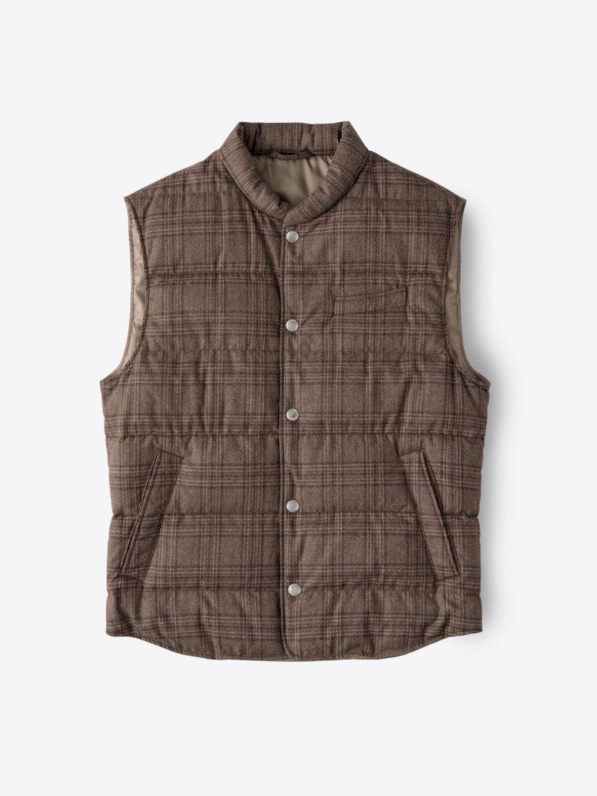 Cortina Mocha Plaid Wool Snap Vest