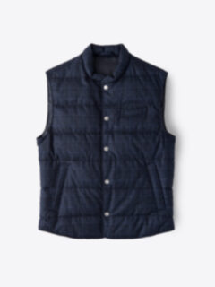 Cortina Navy Plaid Wool Snap Vest Product Thumbnail 1