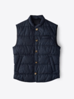 Cortina Navy Birdseye Wool Button Vest Product Thumbnail 1