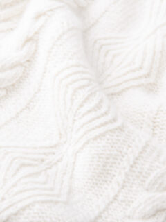 Cream Italian Wool and Cashmere Aran Turtleneck Sweater Product Thumbnail 3