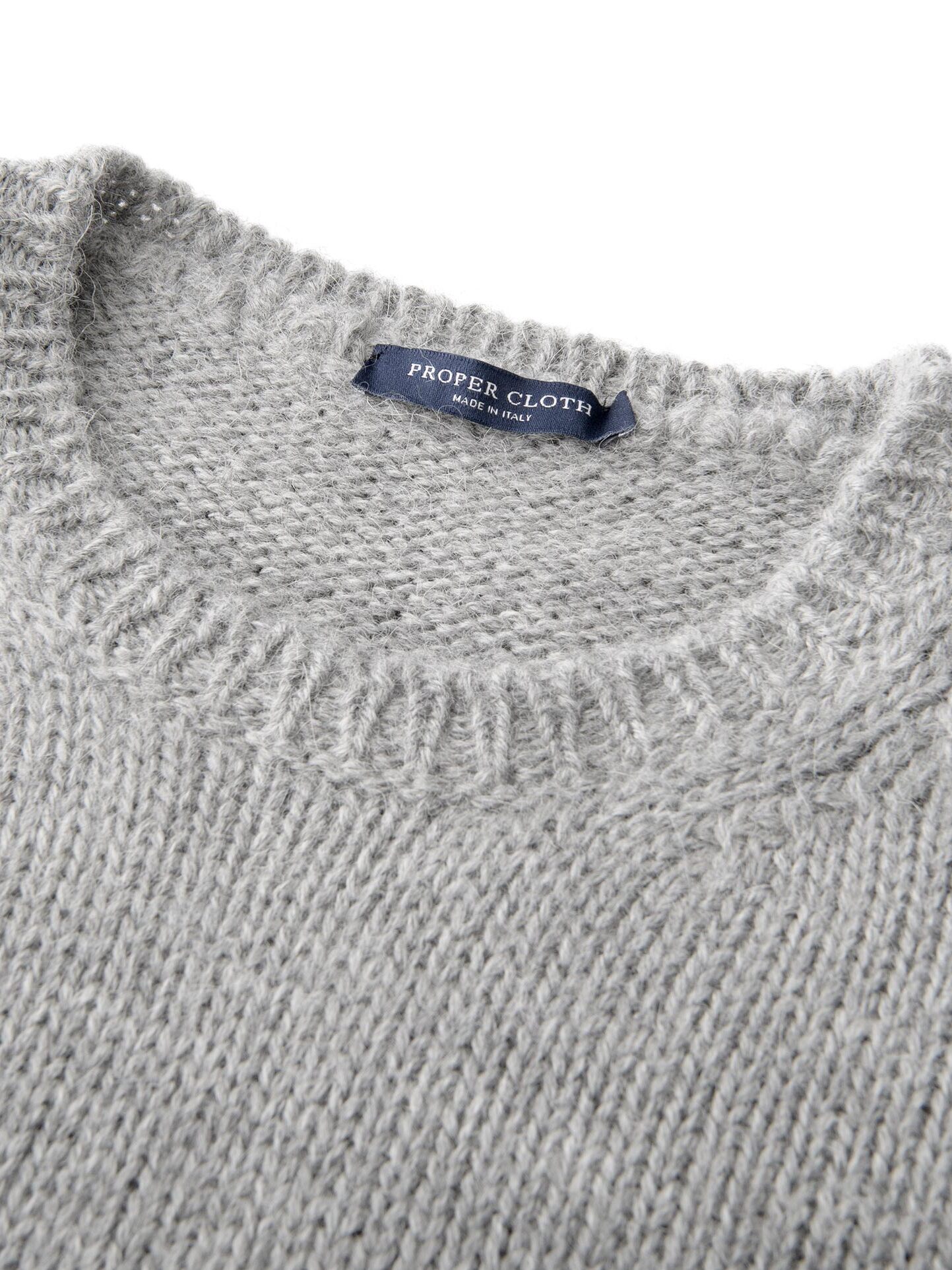 Grey Wool and Alpaca Heavy Crewneck Sweater by Proper Cloth