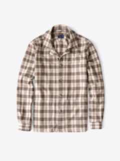 Shop Brown and Beige Plaid Cashmere Blend Shirt Jacket