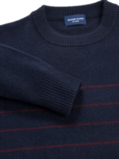 Navy and Red Stripe Cashmere Sweater Product Thumbnail 2