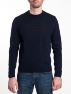 Navy and Red Stripe Cashmere Sweater Product Thumbnail 4