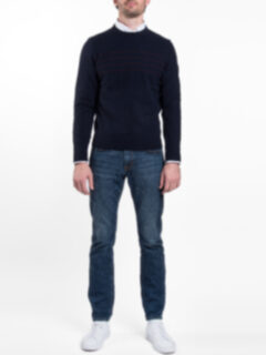 Navy and Red Stripe Cashmere Sweater Product Thumbnail 6