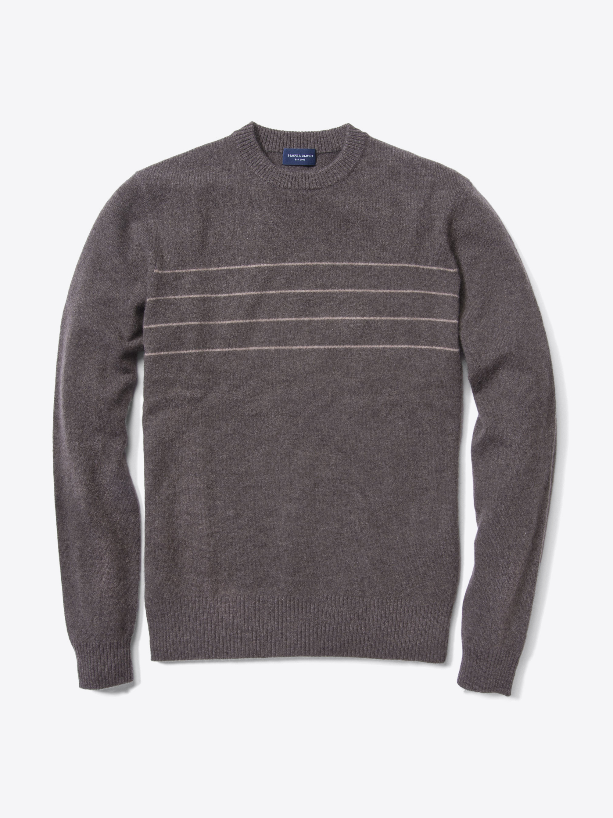 Zoom Image of Brown and Tan Stripe Cashmere Sweater