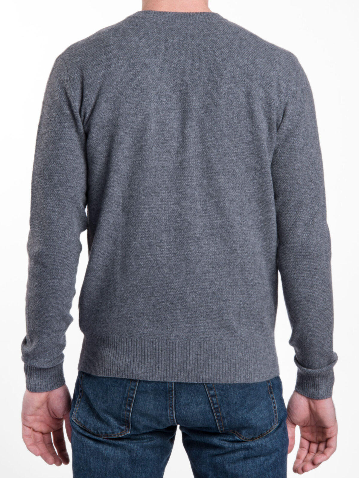Grey Cobble Stitch Cashmere Sweater by Proper Cloth