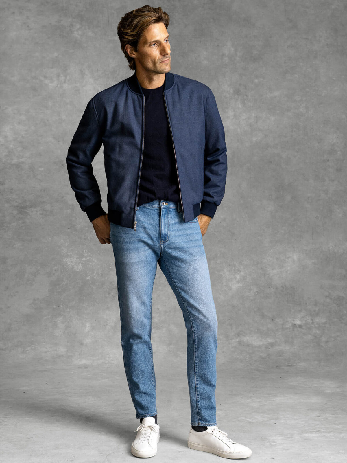 Wythe Slate Merino Bomber Jacket