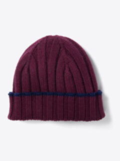 Red and Navy Cashmere Knit Hat Product Thumbnail 1