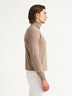 Taupe Scottish Cashmere Turtleneck Sweater | Proper Cloth