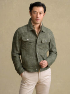 Sedona Fatigue Linen Blend Unlined Trucker Jacket Product Thumbnail 3