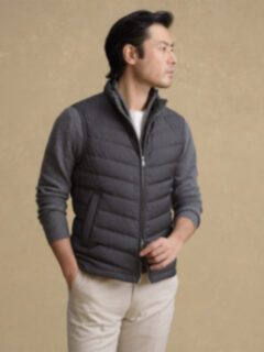 Brera Charcoal Merino Wool Zip Vest Product Thumbnail 2