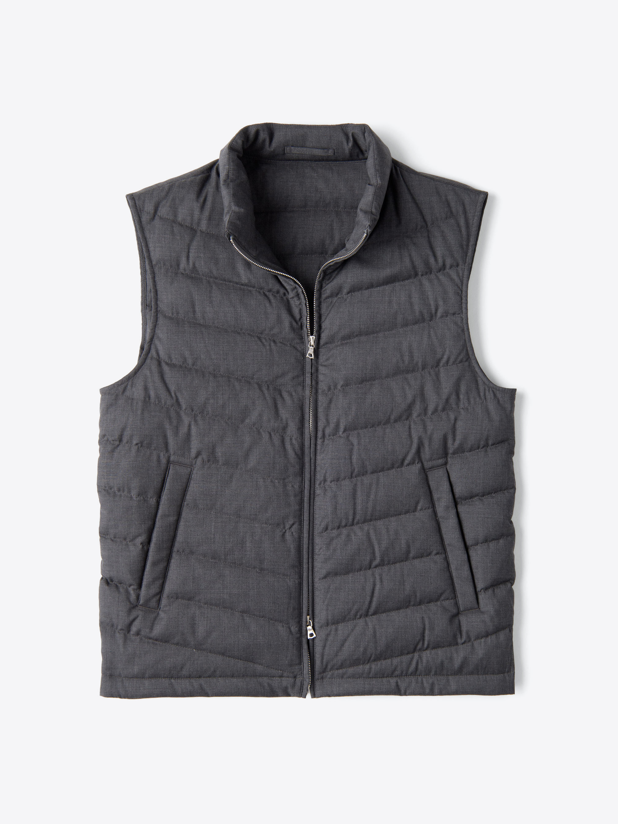 Zoom Image of Brera Charcoal Merino Wool Zip Vest