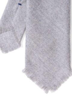Corvara Light Grey Frayed Wool Tie Product Thumbnail 4