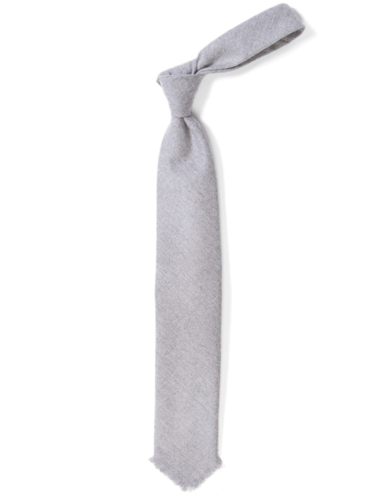 Corvara Light Grey Frayed Wool Tie