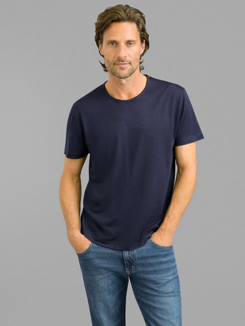 Navy Merino and Lyocell T-Shirt