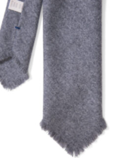 Corvara Grey Frayed Wool Tie Product Thumbnail 4