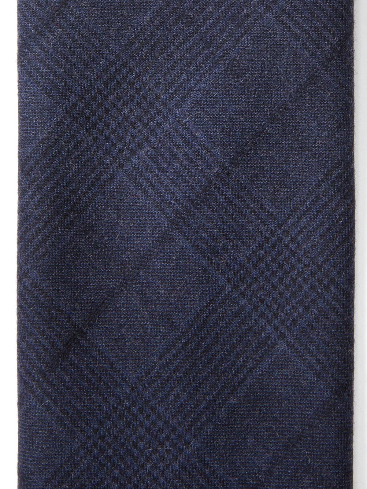 Corvara Navy Plaid Frayed Wool Tie