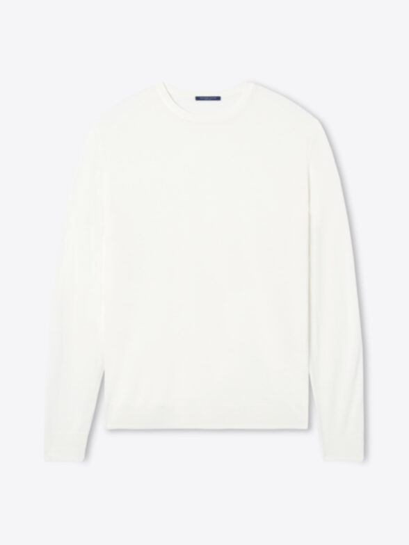 Thumb Photo of Cream Merino and Silk Crewneck Sweater – Lightweight