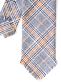 Corvara Light Blue Plaid Frayed Wool Tie Product Thumbnail 5