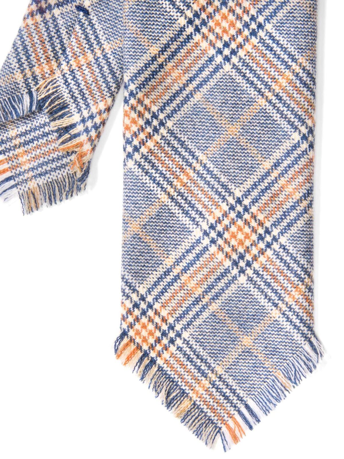 Corvara Light Blue Plaid Frayed Wool Tie