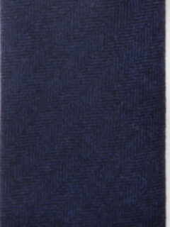 Bergamo Navy Herringbone Wool Tie Product Thumbnail 3
