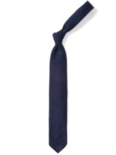 Bergamo Navy Herringbone Wool Tie Product Thumbnail 2