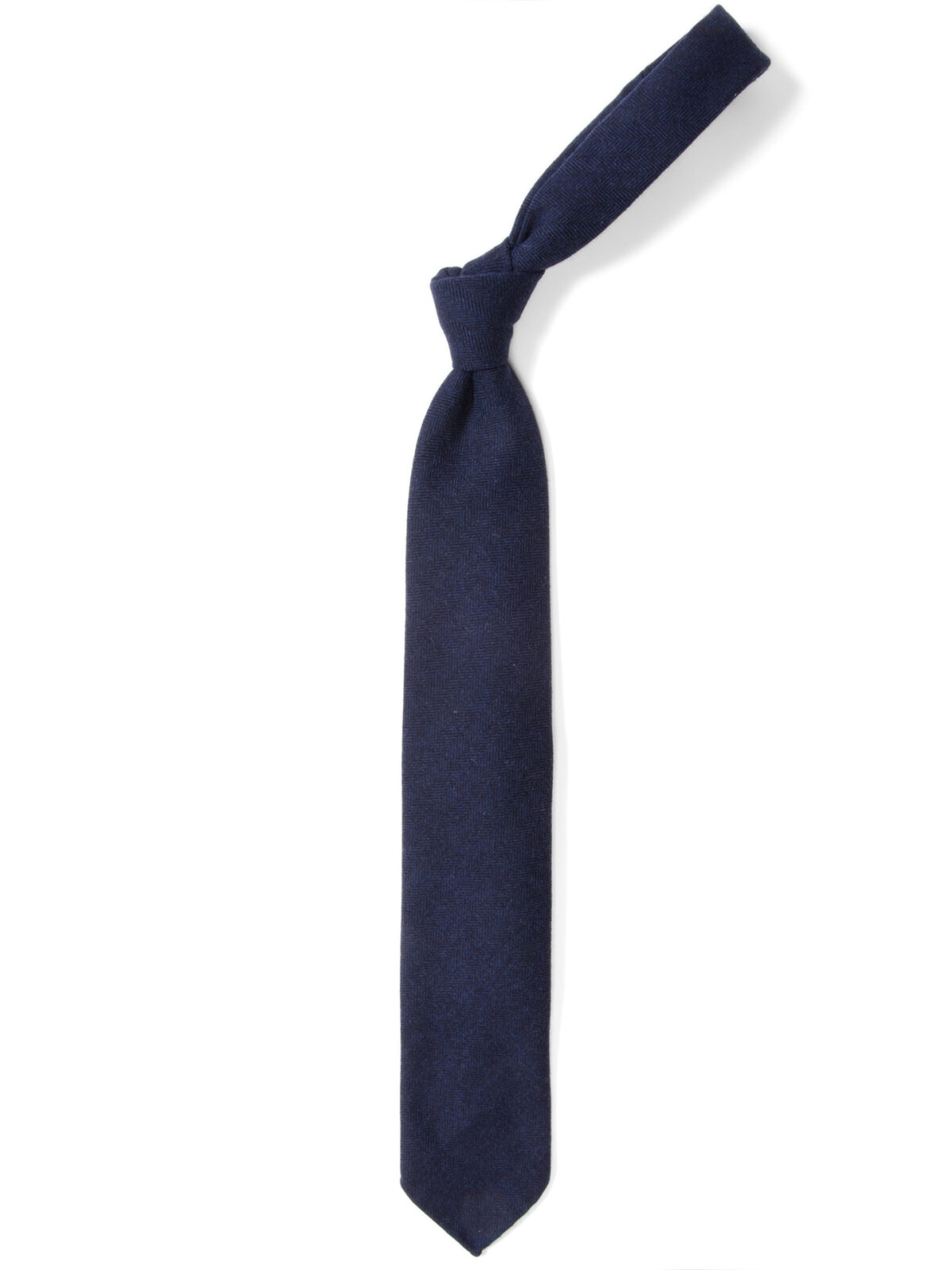 Bergamo Navy Herringbone Wool Tie