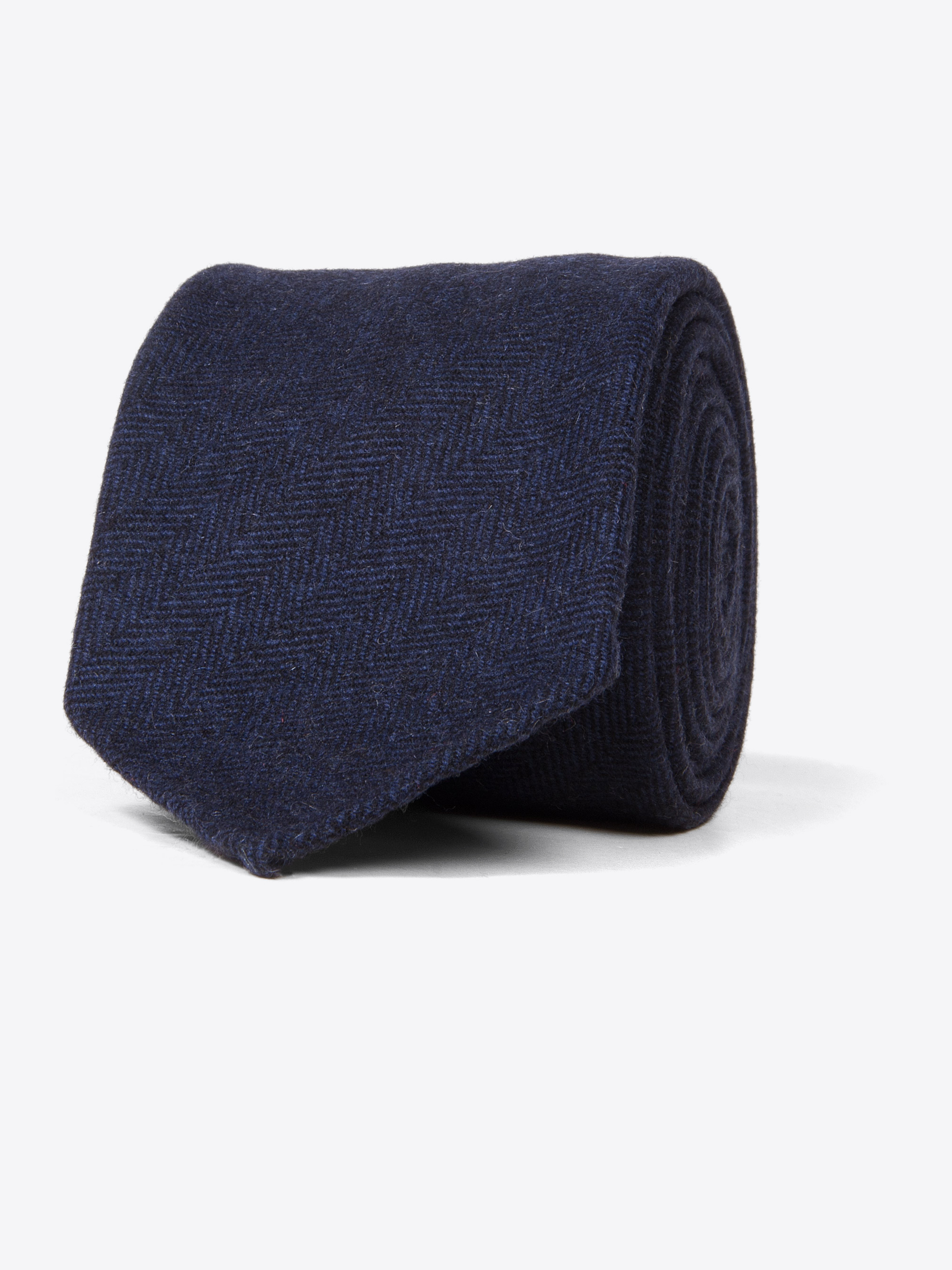 Zoom Image of Bergamo Navy Herringbone Wool Tie