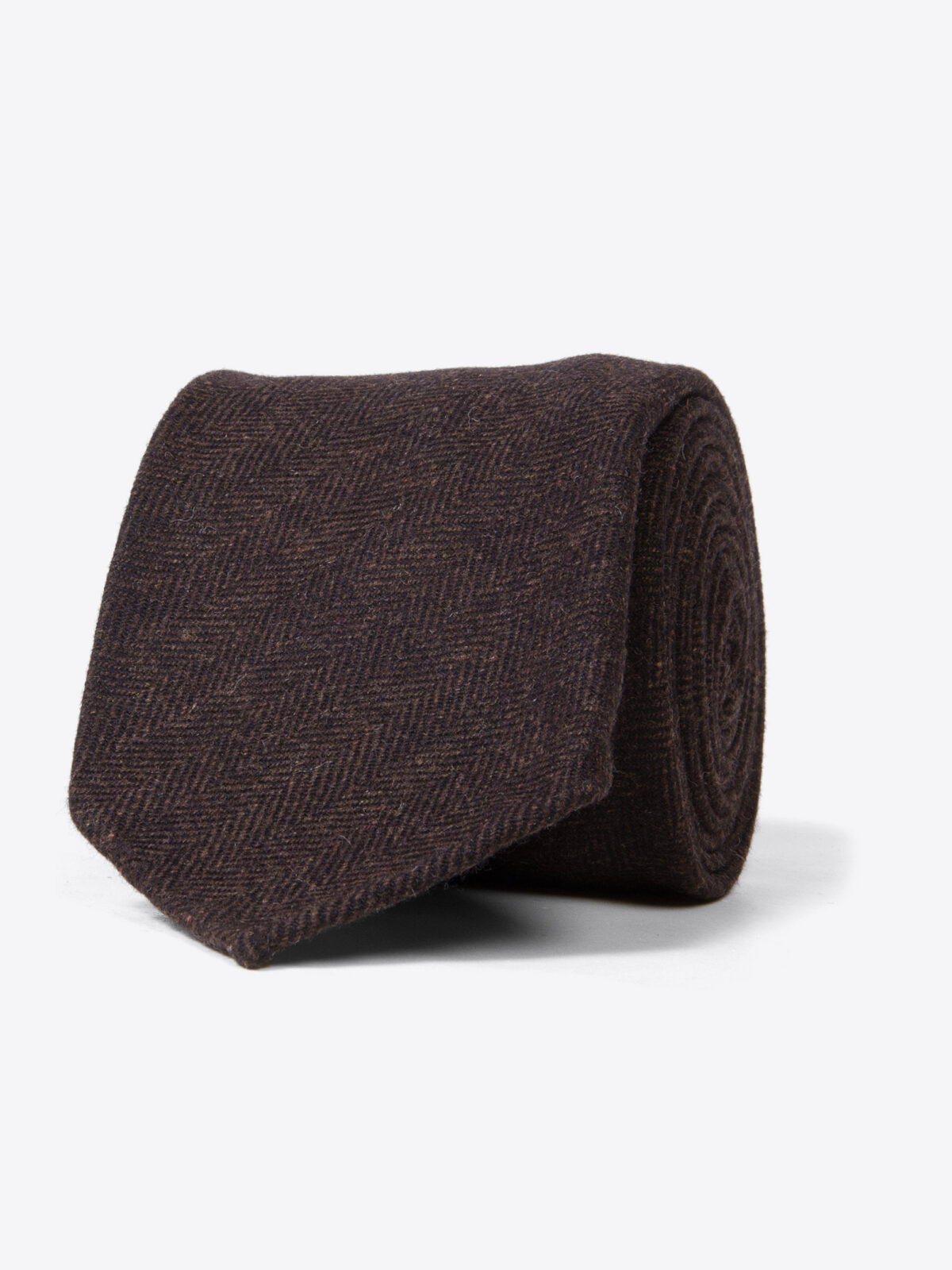 Bergamo Brown Herringbone Wool Tie