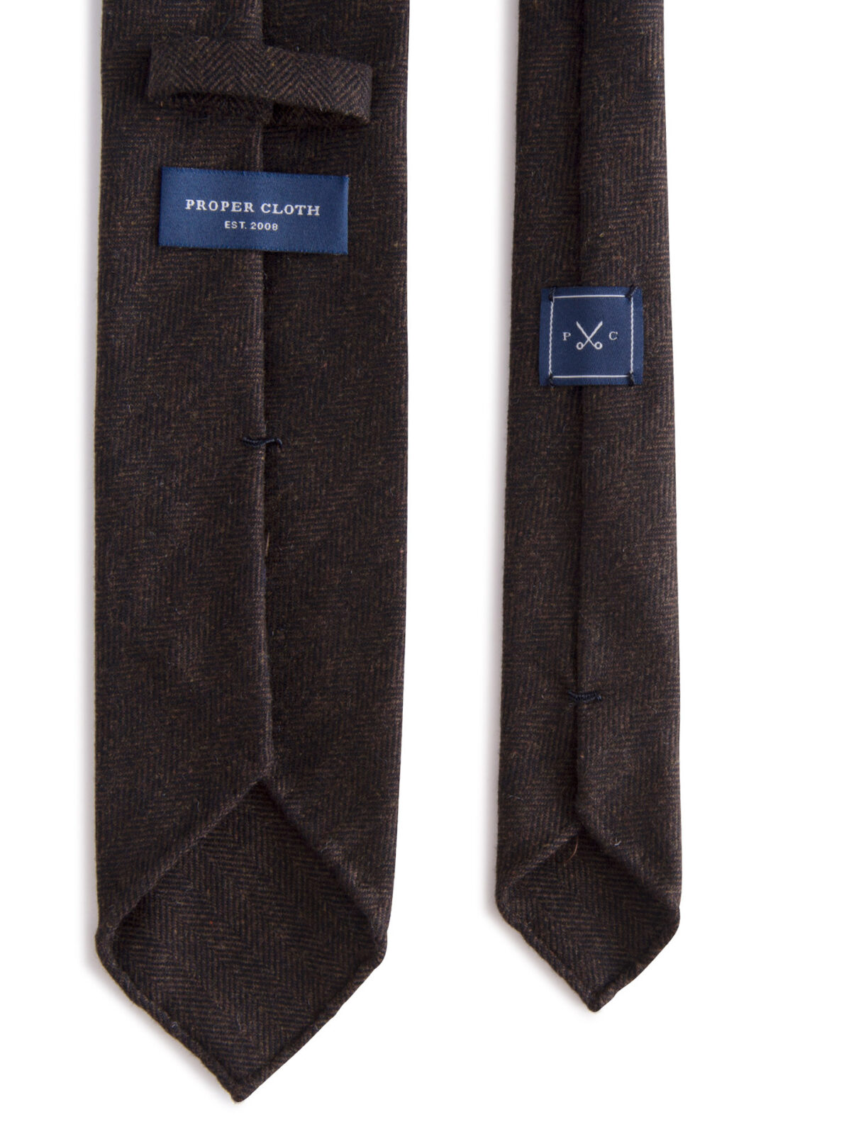 Bergamo Brown Herringbone Wool Tie by Proper Cloth