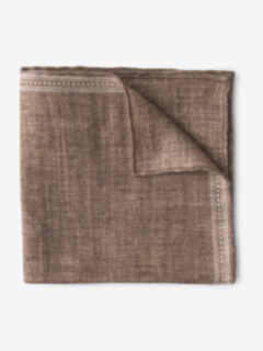 Shop Mocha Border Print Cotton and Linen Pocket Square