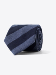 Slate and Navy Stripe Cashmere Blend Tie Product Thumbnail 1
