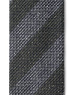 Grey and Pine Silk and Wool Grenadine Striped Tie Product Thumbnail 3