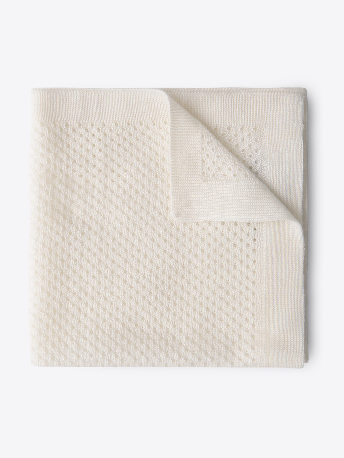 Cream Cashmere and Silk Knit Pocket Square