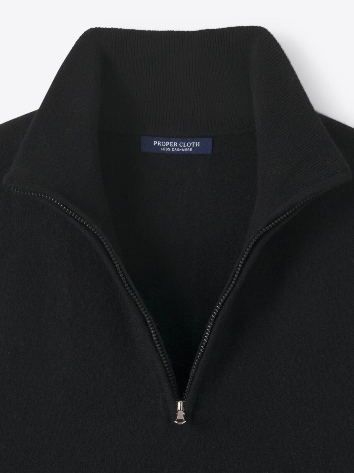 Black Scottish Cashmere Half-Zip Sweater - Proper Cloth