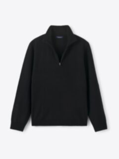 Black Scottish Cashmere Half-Zip Sweater - Proper Cloth
