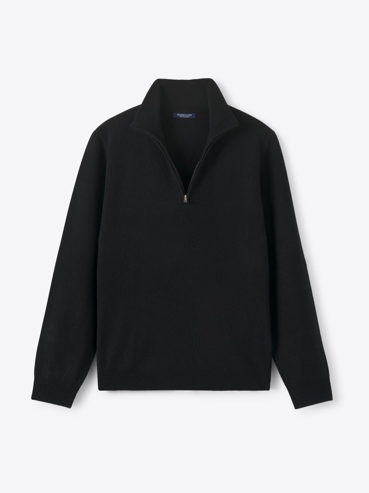 Black Scottish Cashmere Half-Zip Sweater - Proper Cloth