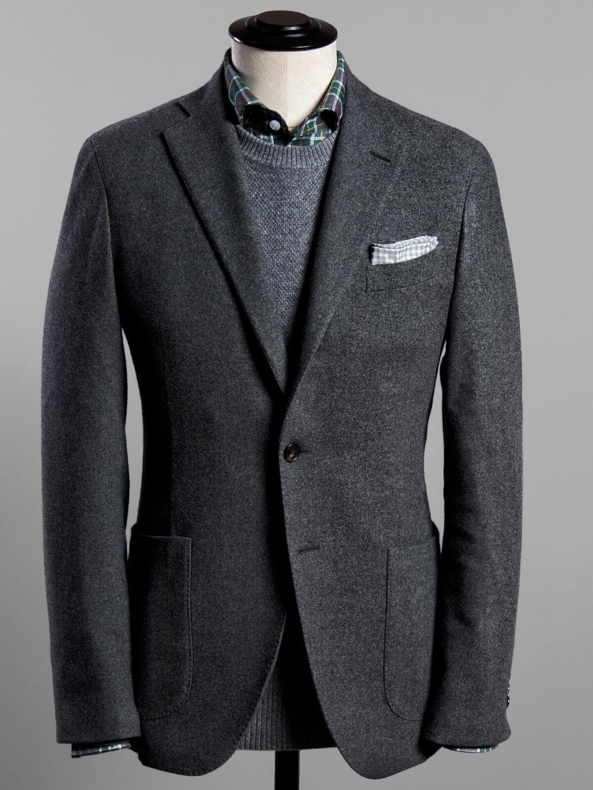 Grey Peached Gingham Pocket Square