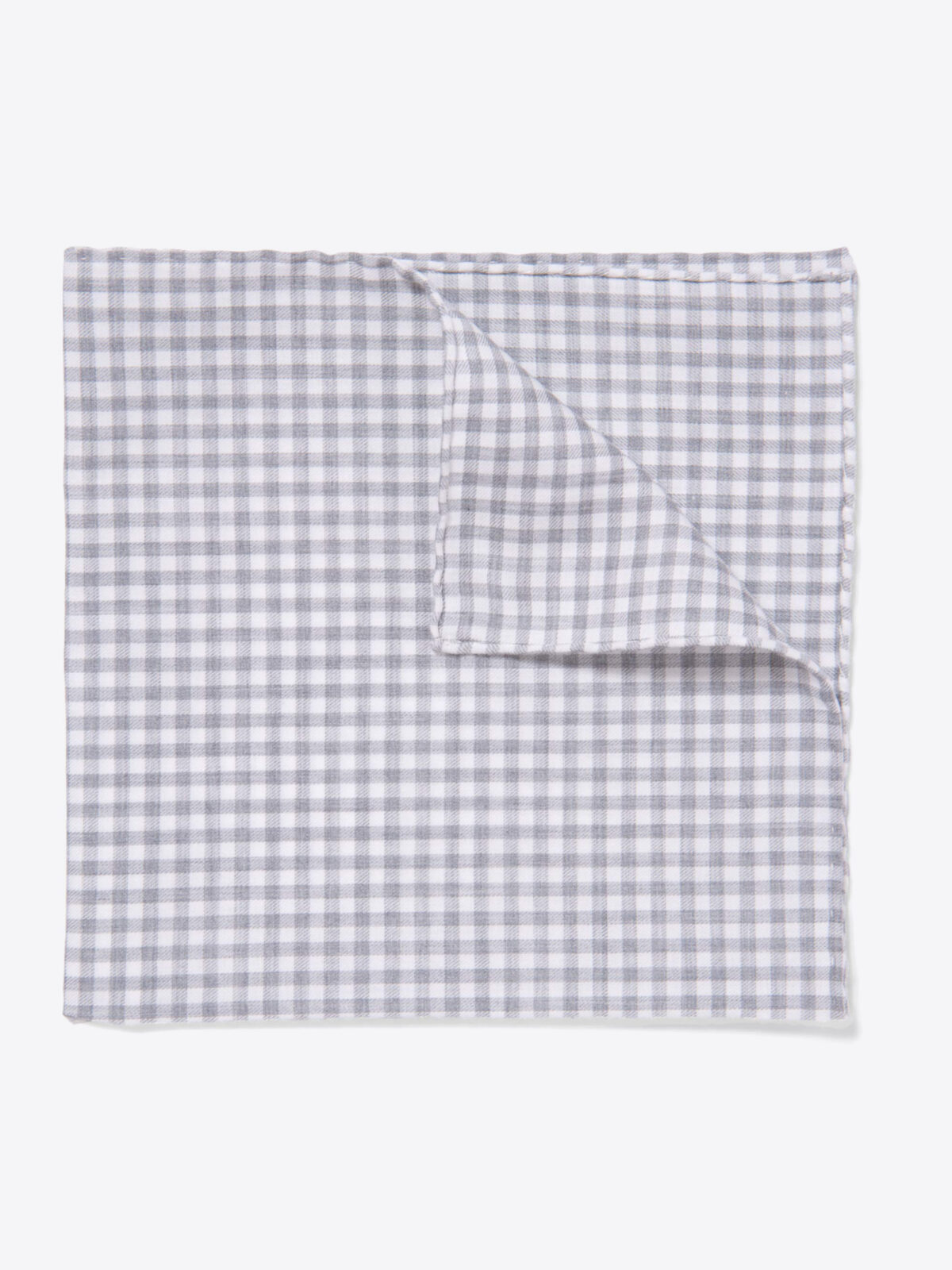 Grey Peached Gingham Pocket Square