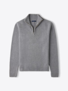 Grey Wool and Cashmere Half-Zip Sweater Product Thumbnail 1