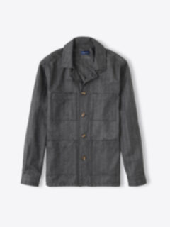 Charcoal Herringbone Wool Shirt Jacket Product Thumbnail 1