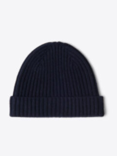 Navy Cashmere Ribbed Beanie Product Thumbnail 1